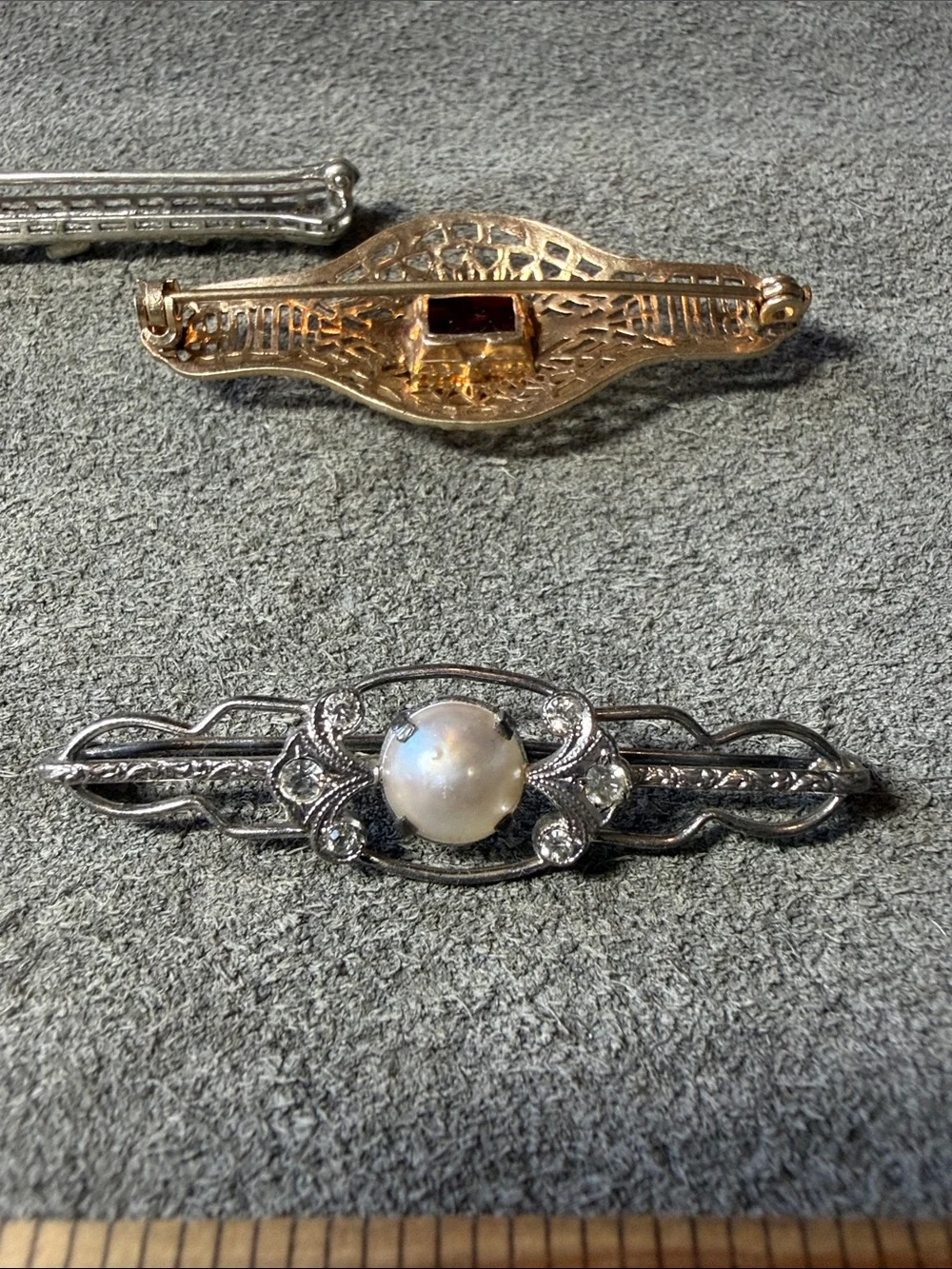 Trio of Vintage Art Deco Style Bar Brooches